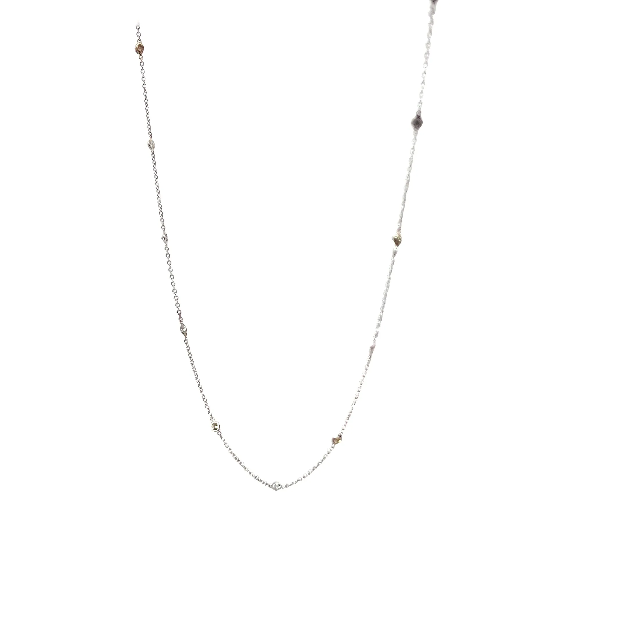 18k White Gold .25ct Chocolate Round Diamond and .25ct G Si1 Round Diamond  Diamonds By the Yard Necklace
