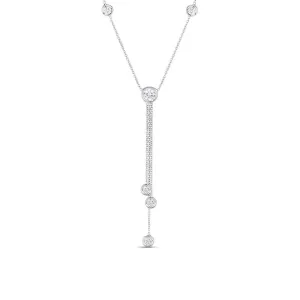 18K White Gold Roberto Coin 6 Bezel Triple Drop Diamond Necklace