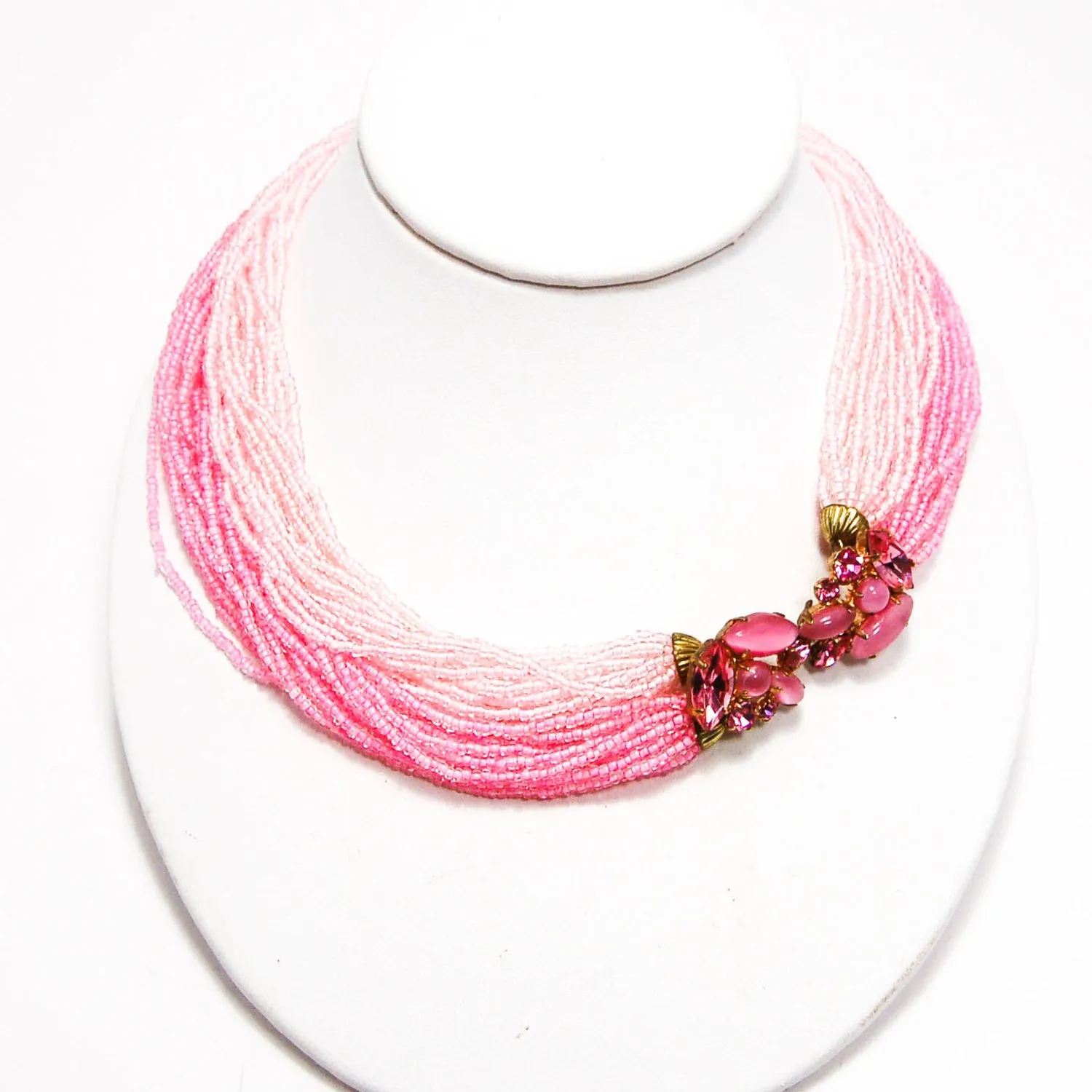 1960's Ombre Multi Strand Torsade Necklace by Valjean