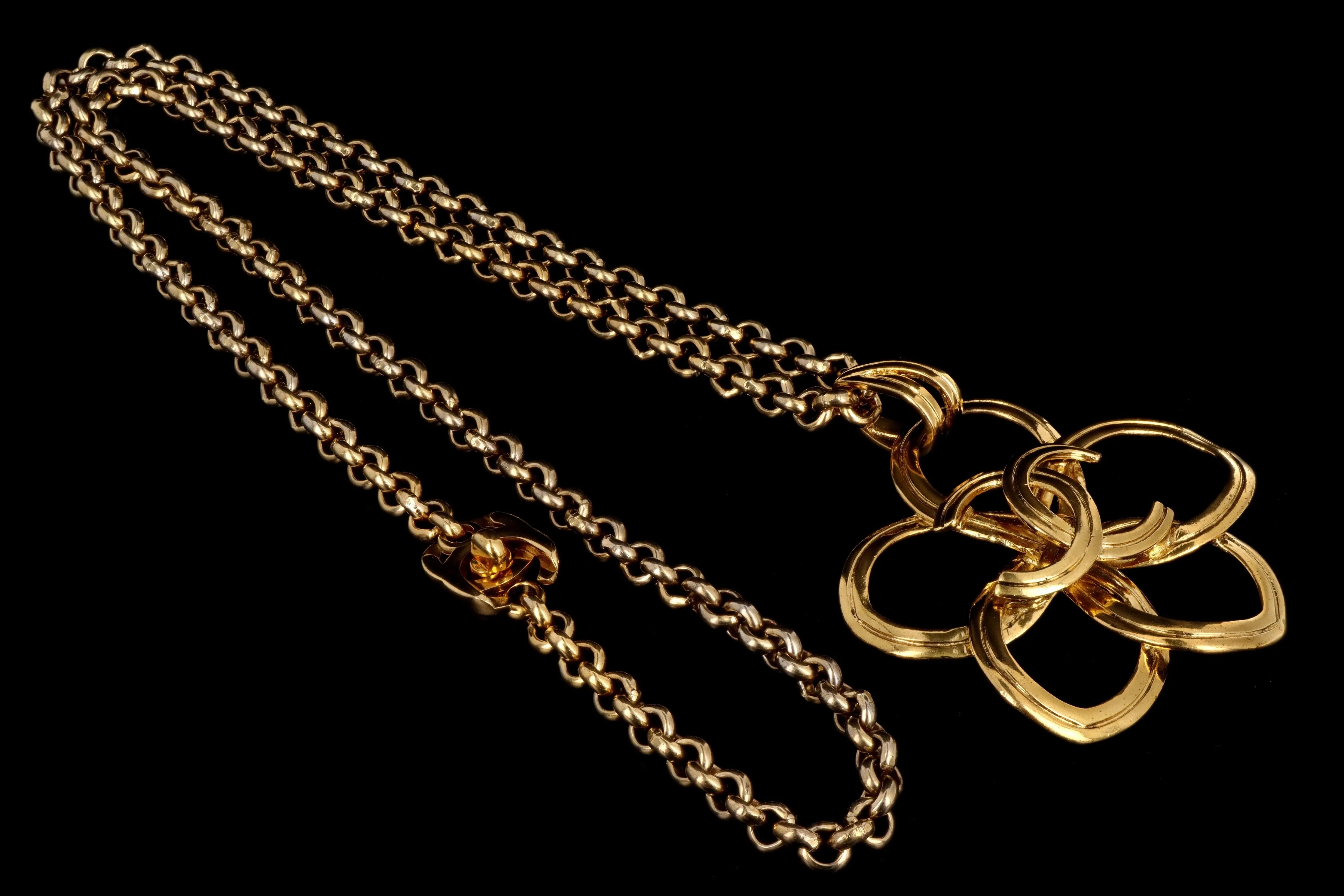 1990's Rare Chanel Gold Plated Pendant Necklace