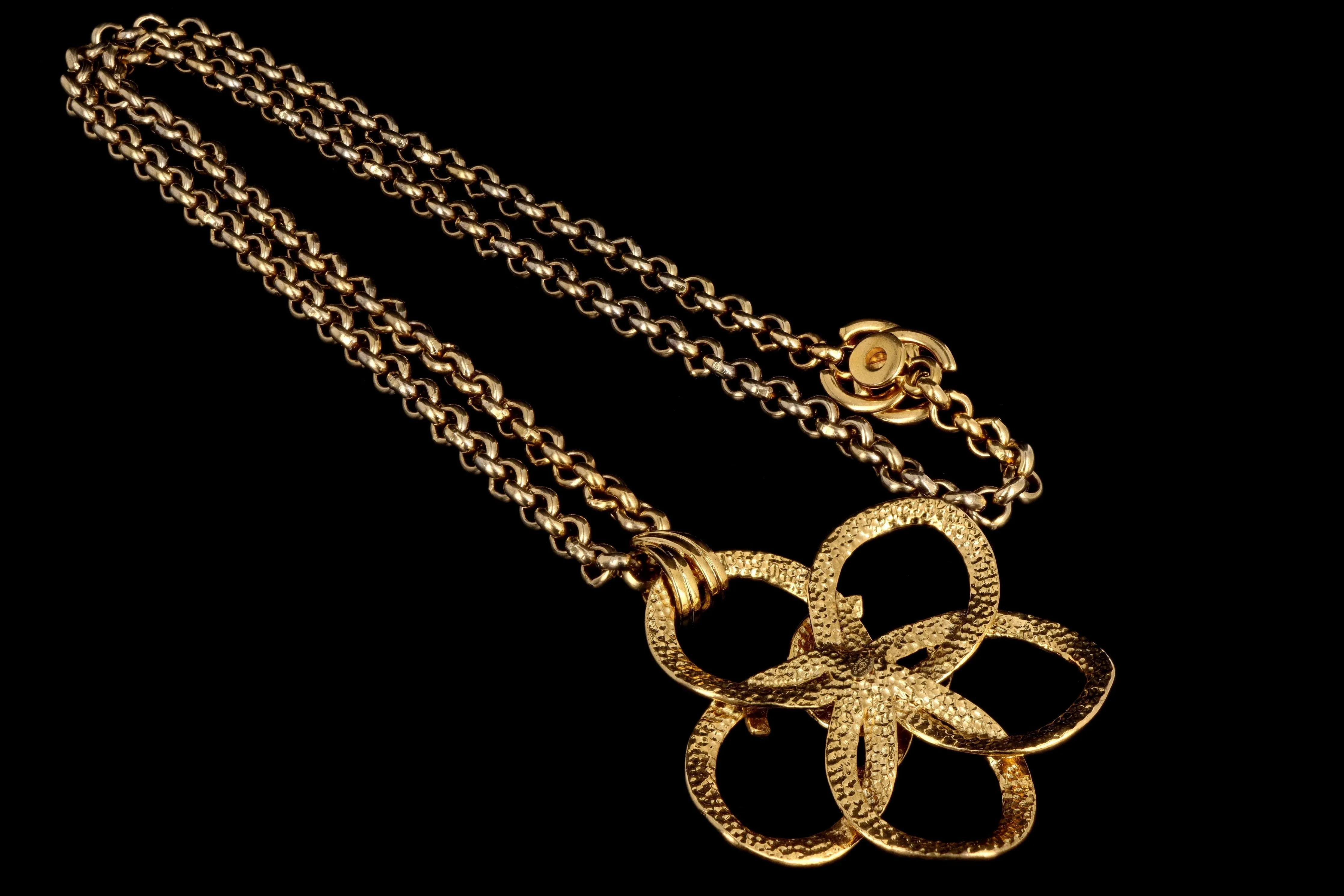1990's Rare Chanel Gold Plated Pendant Necklace