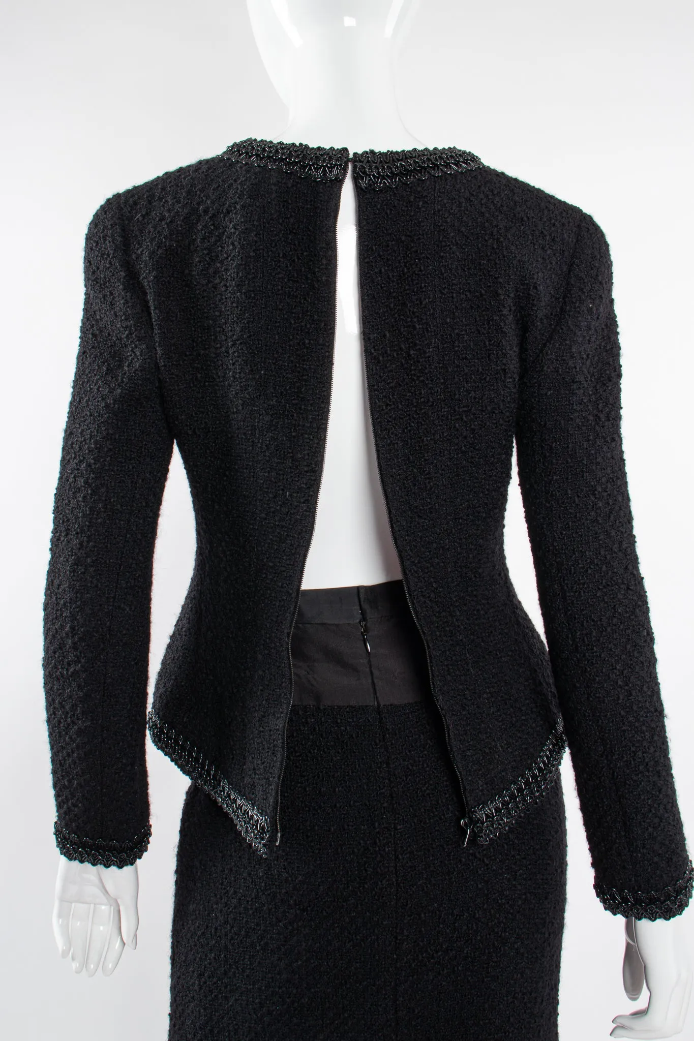 1994 S/S Jelly Bow Bouclé Tweed Jacket & Skirt Set