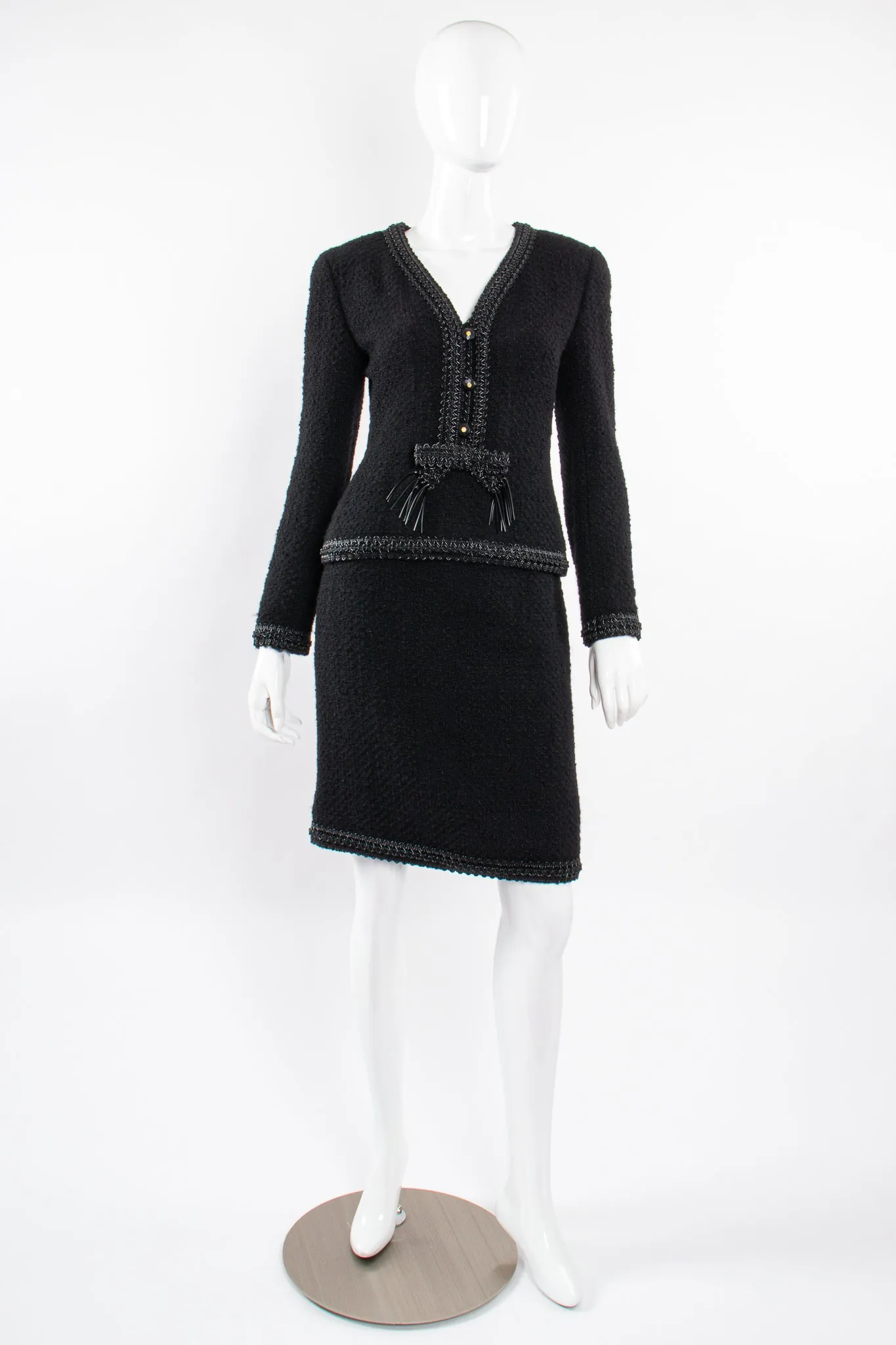 1994 S/S Jelly Bow Bouclé Tweed Jacket & Skirt Set