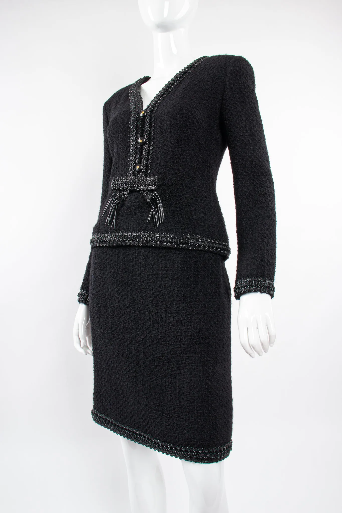 1994 S/S Jelly Bow Bouclé Tweed Jacket & Skirt Set