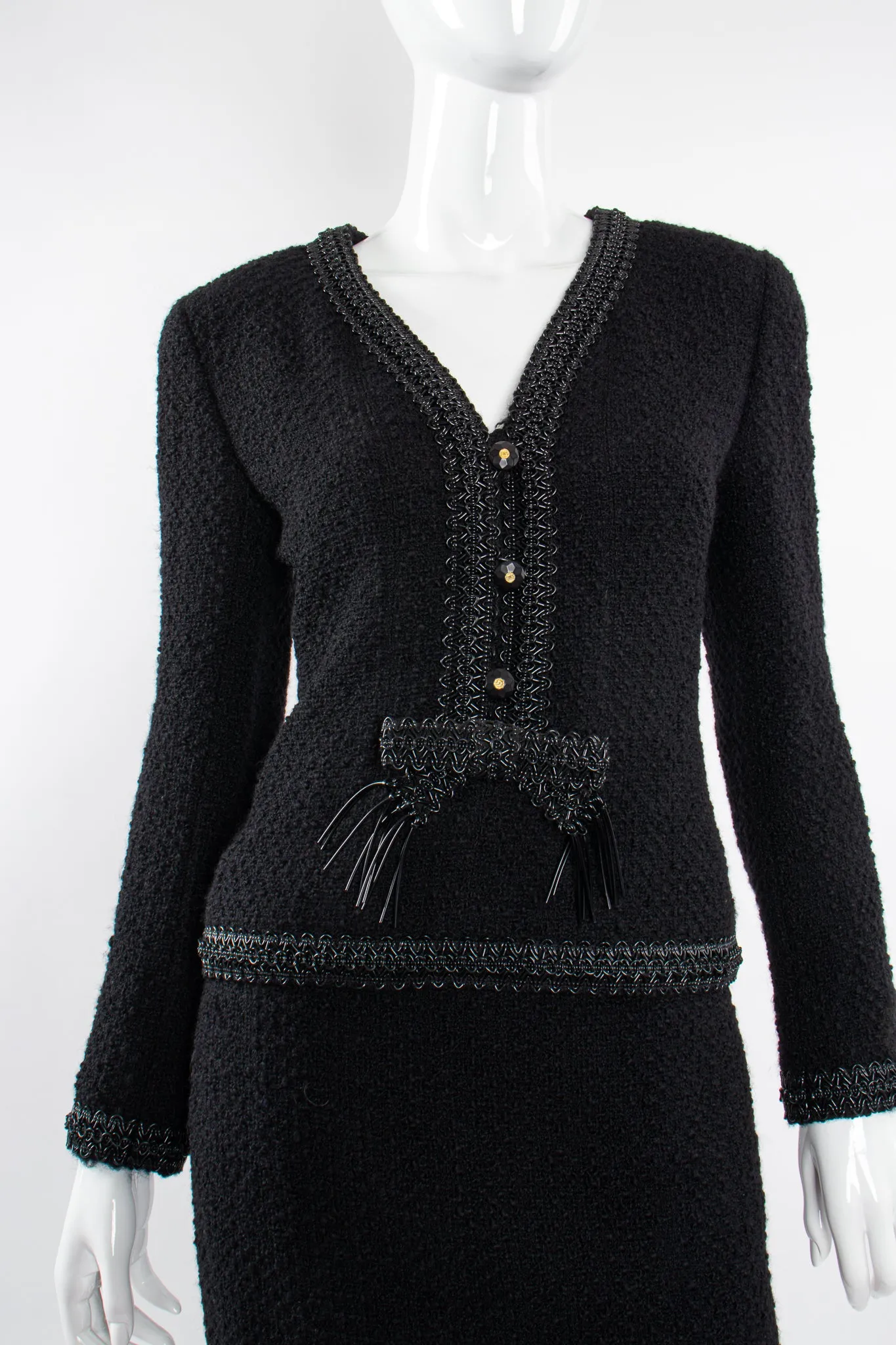 1994 S/S Jelly Bow Bouclé Tweed Jacket & Skirt Set