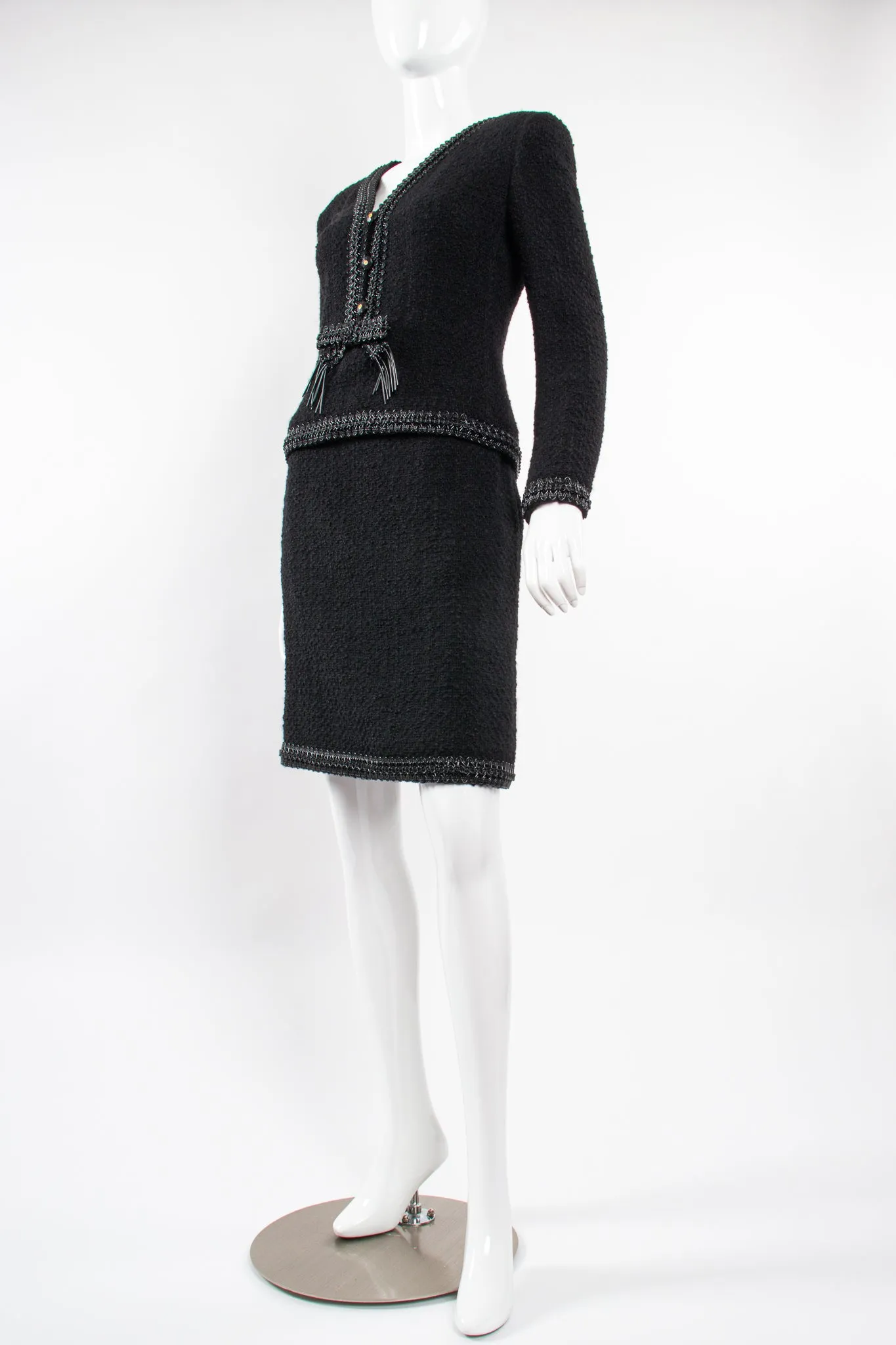 1994 S/S Jelly Bow Bouclé Tweed Jacket & Skirt Set