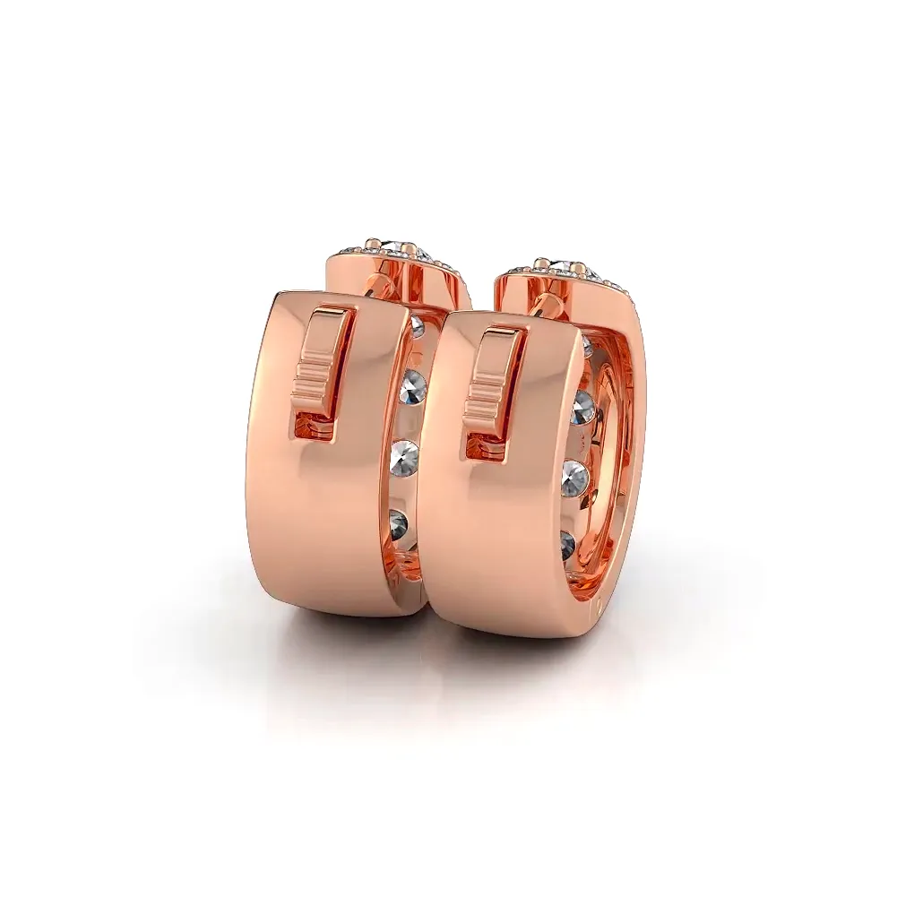 2.0 ctw. Three Rows Round Diamond Huggie Hoop Earrings