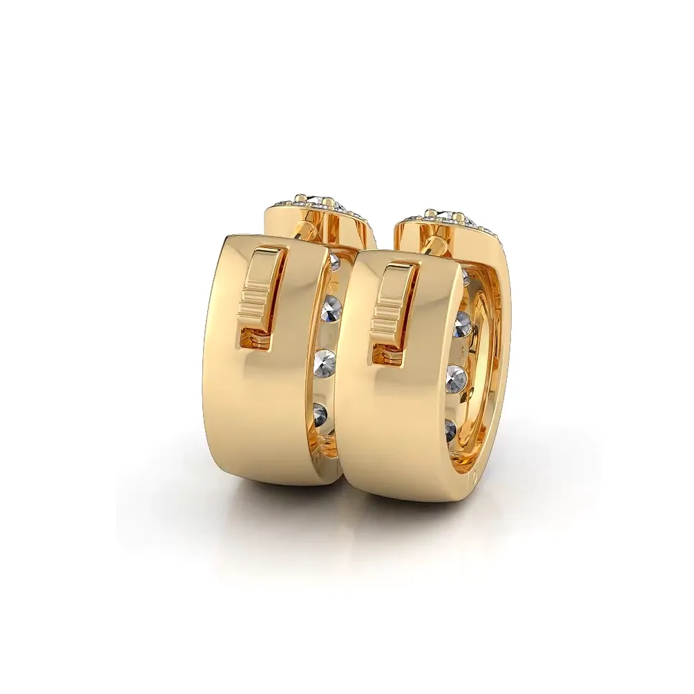 2.0 ctw. Three Rows Round Diamond Huggie Hoop Earrings