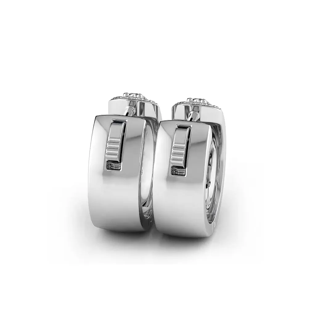 2.0 ctw. Three Rows Round Diamond Huggie Hoop Earrings