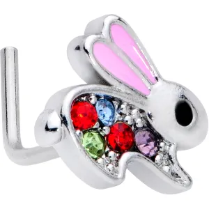 20 Gauge 7mm Red Gem Bunny Rabbit L Shaped Nose Ring