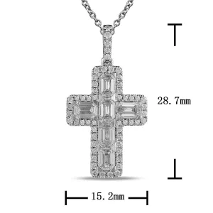 2.19ct tw Emerald-cut Diamond Cross Pendant Necklace