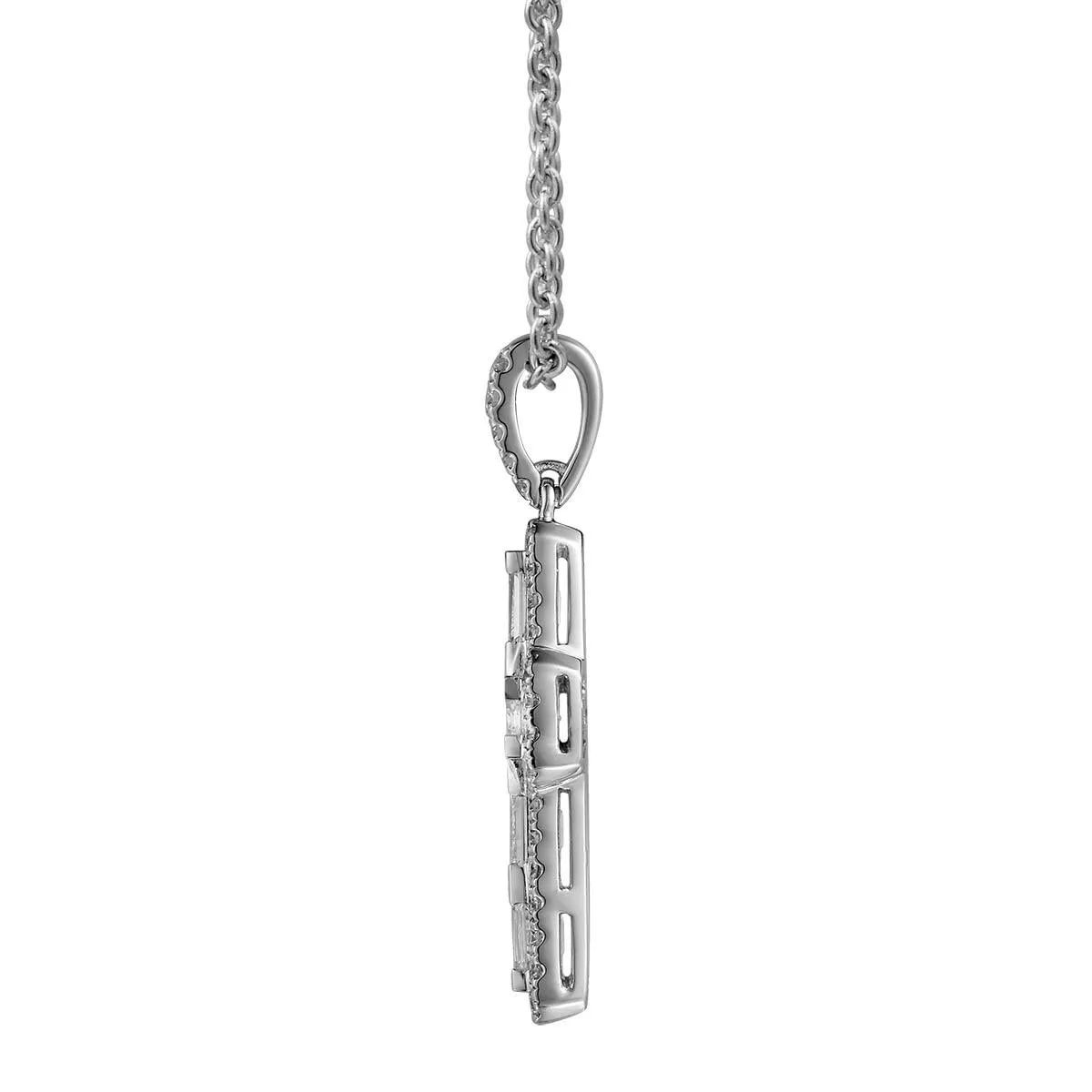 2.19ct tw Emerald-cut Diamond Cross Pendant Necklace