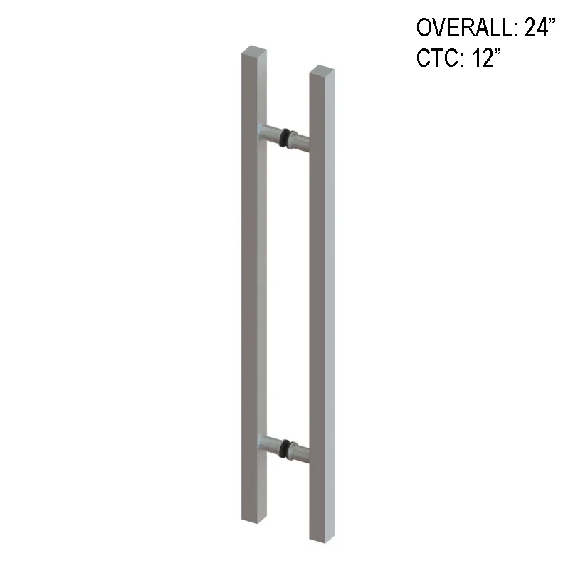 24" (12" CTC) SQR Series Square Ladder Pull Handles - Back To Back (BS, PS, MBL)