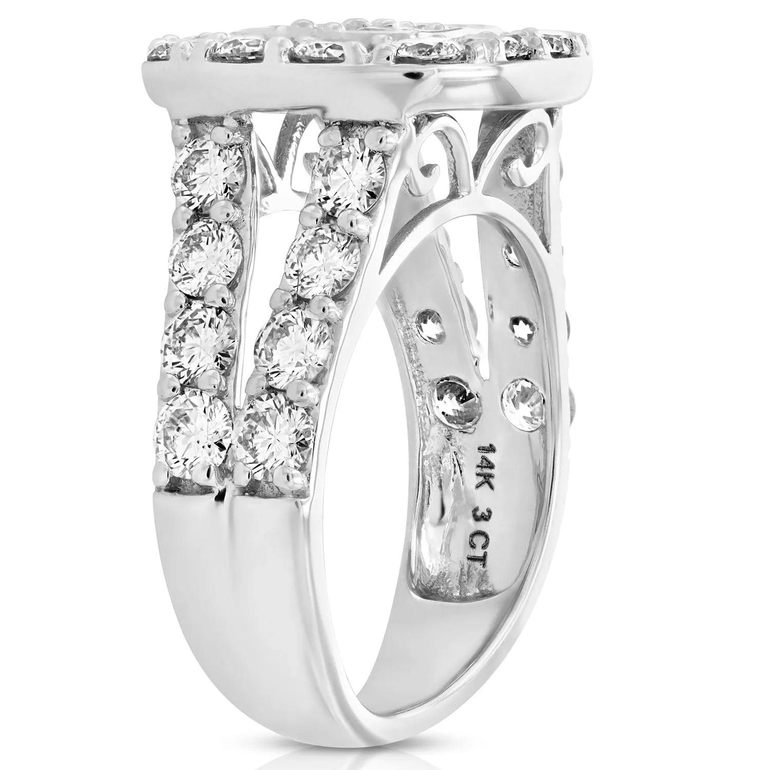 3 cttw Diamond Bridal Set in Cushion Shape in 14K White Gold