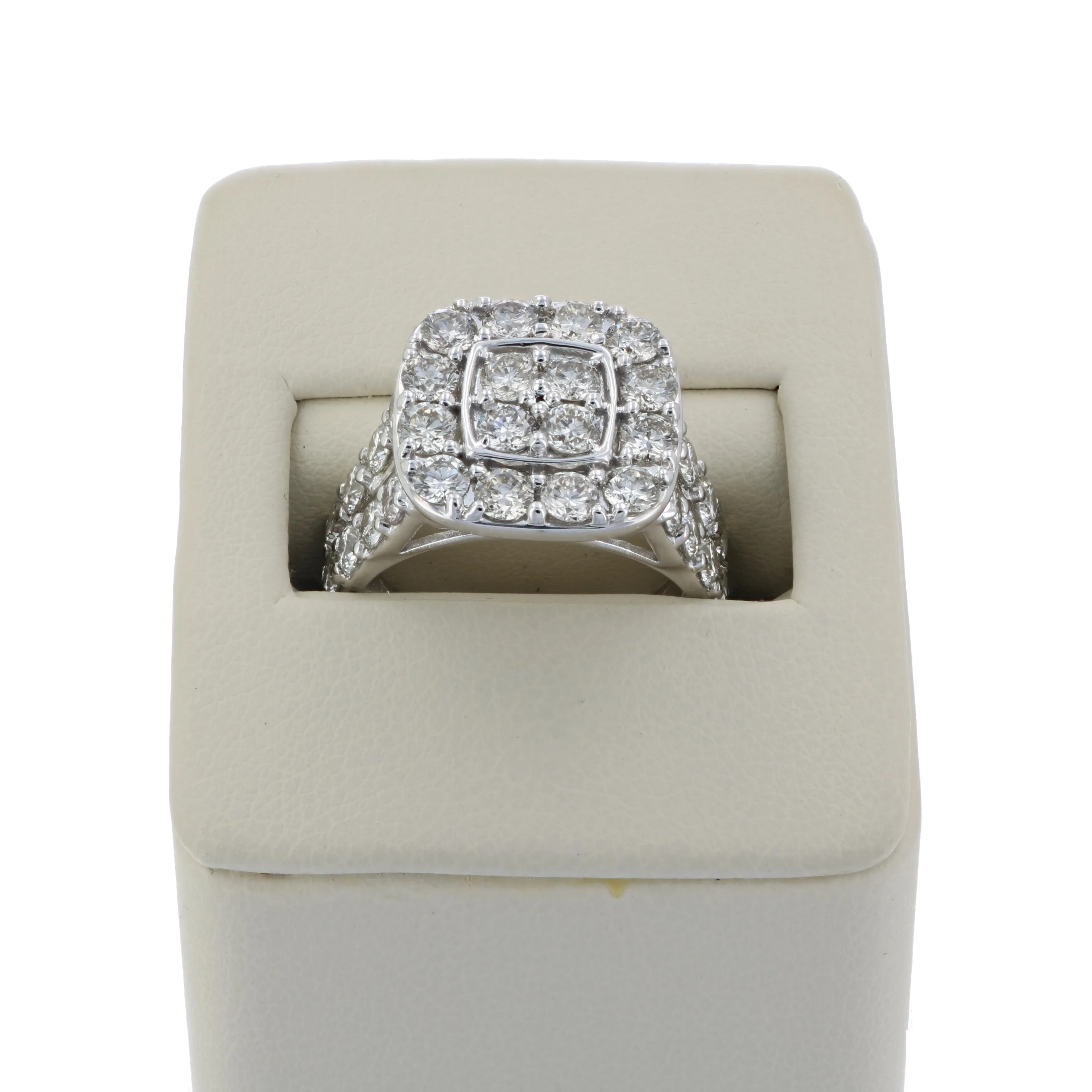 3 cttw Diamond Bridal Set in Cushion Shape in 14K White Gold