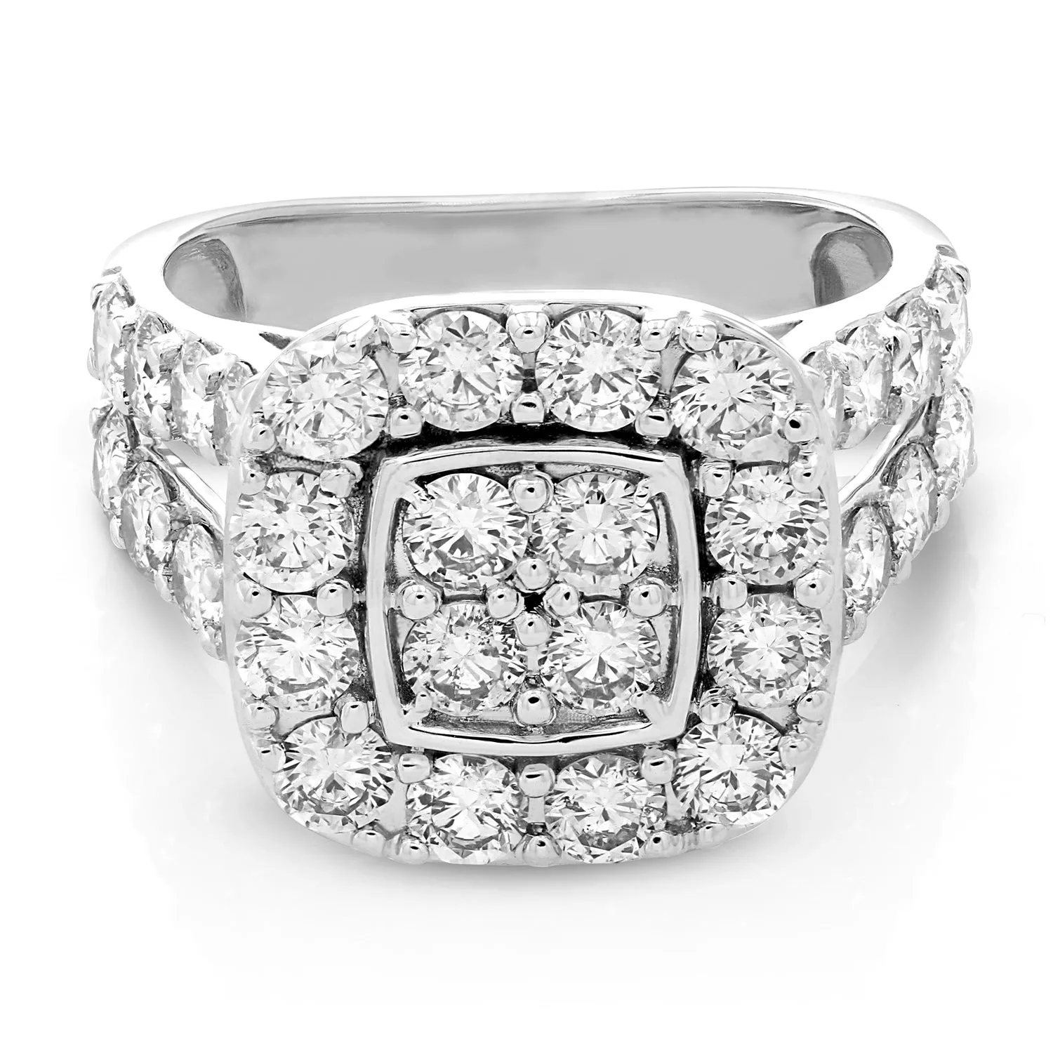 3 cttw Diamond Bridal Set in Cushion Shape in 14K White Gold