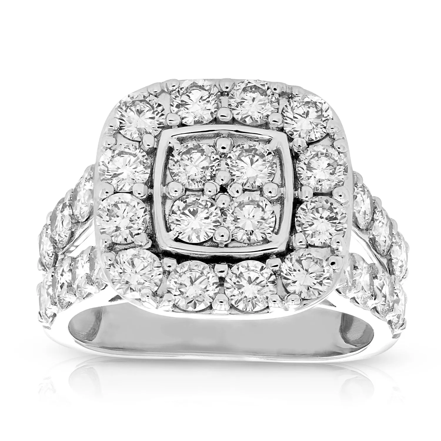 3 cttw Diamond Bridal Set in Cushion Shape in 14K White Gold