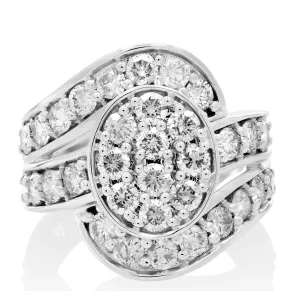 3 cttw Diamond Oval Engagement Ring in 14K White Gold