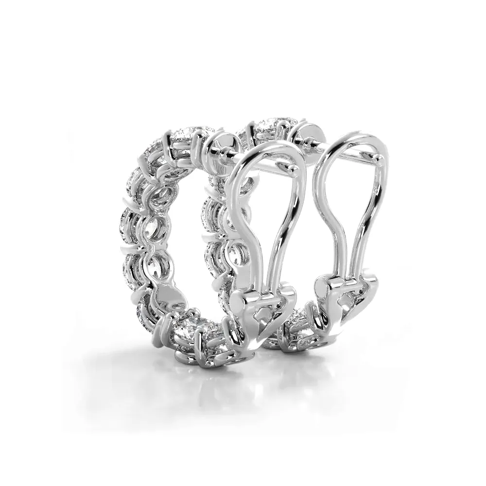 3.0 ctw. Diamond Hoop Earrings With Open Omega Backs