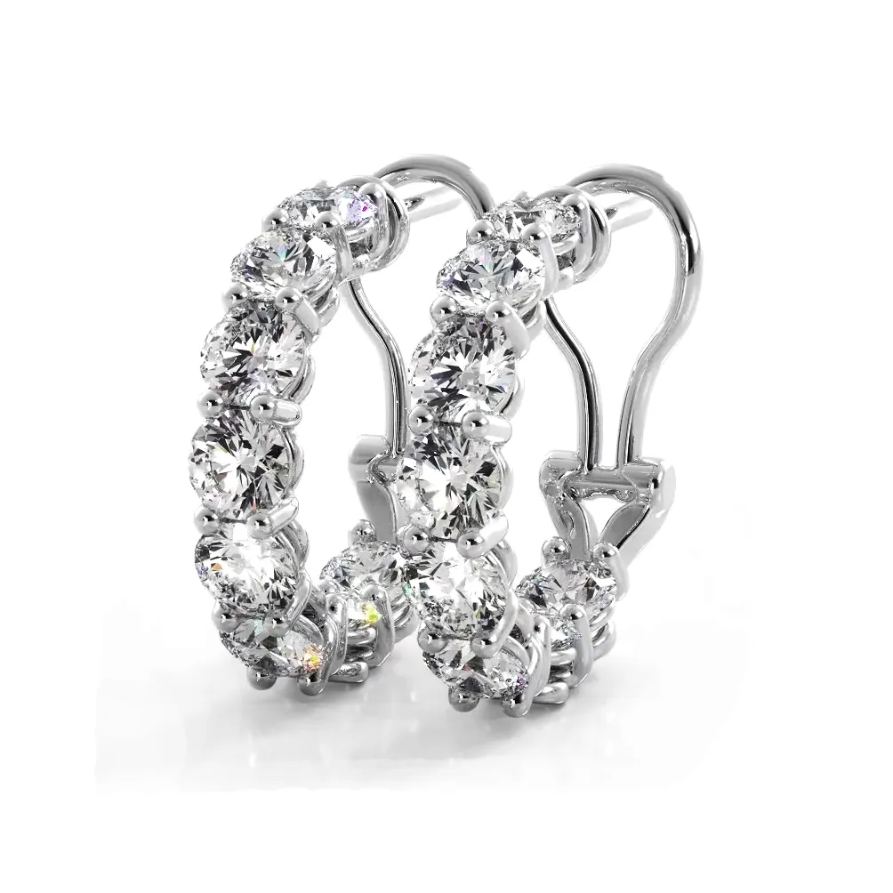 3.0 ctw. Diamond Hoop Earrings With Open Omega Backs
