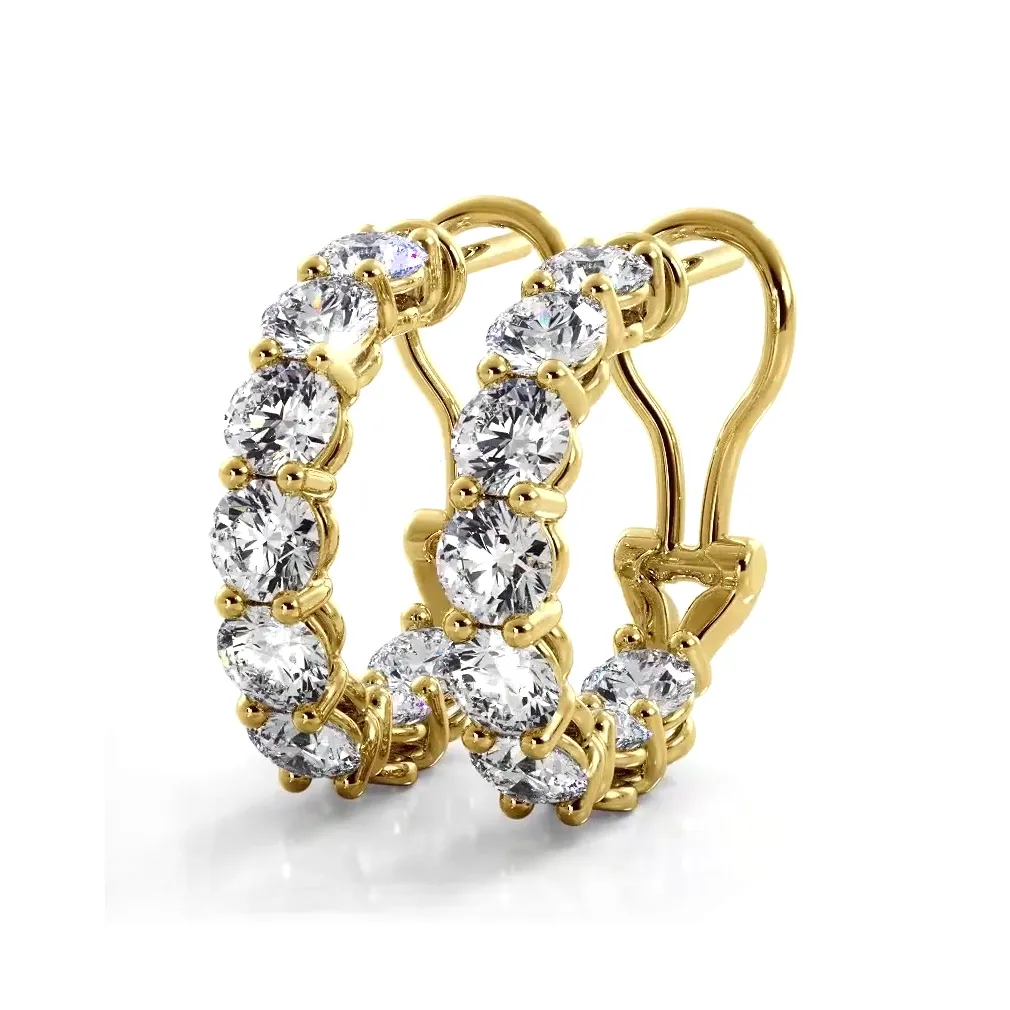 3.0 ctw. Diamond Hoop Earrings With Open Omega Backs