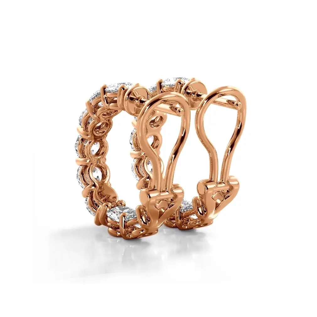 3.0 ctw. Diamond Hoop Earrings With Open Omega Backs