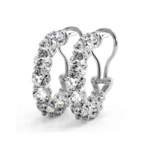 3.0 ctw. Diamond Hoop Earrings With Open Omega Backs