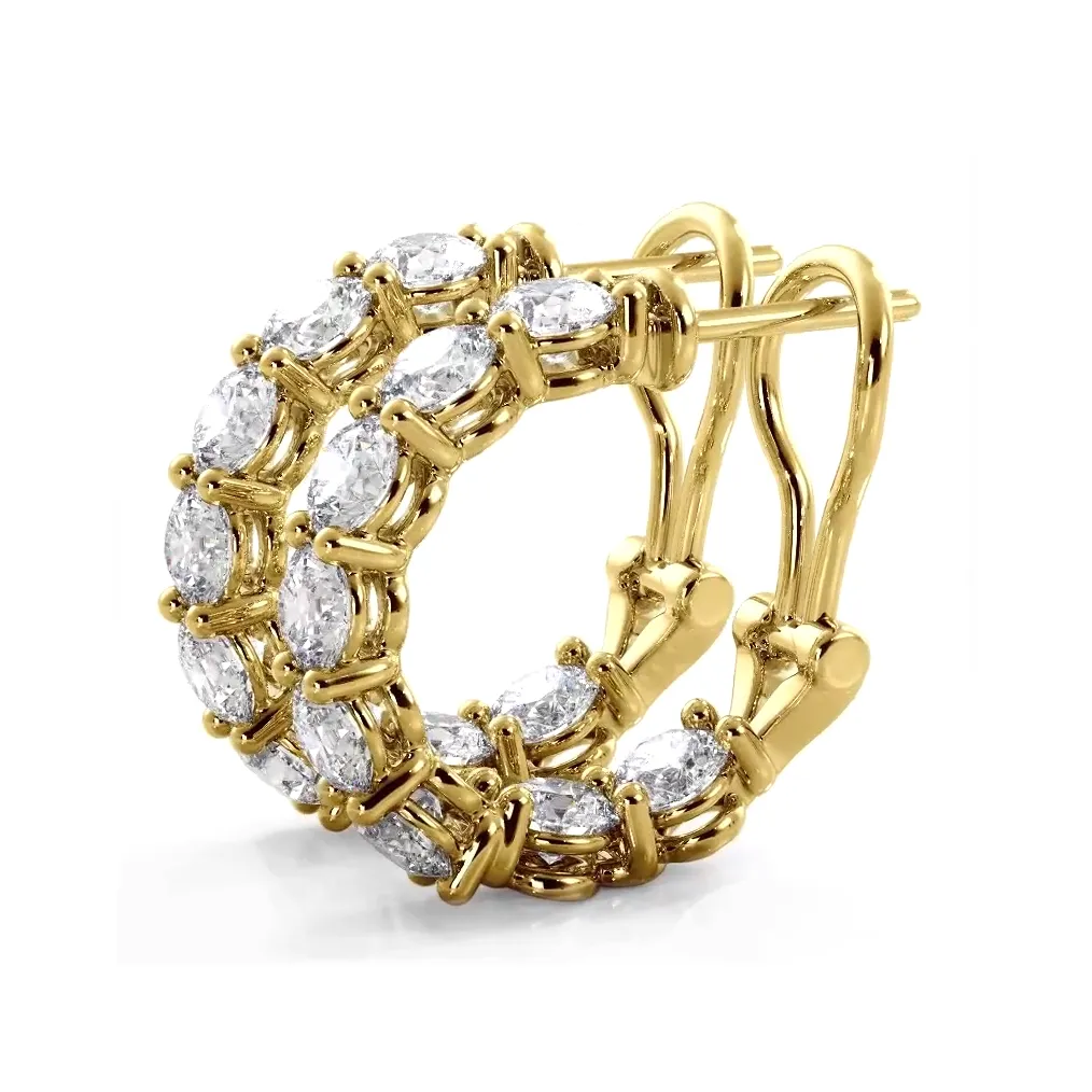 3.0 ctw. Diamond Hoop Earrings With Open Omega Backs