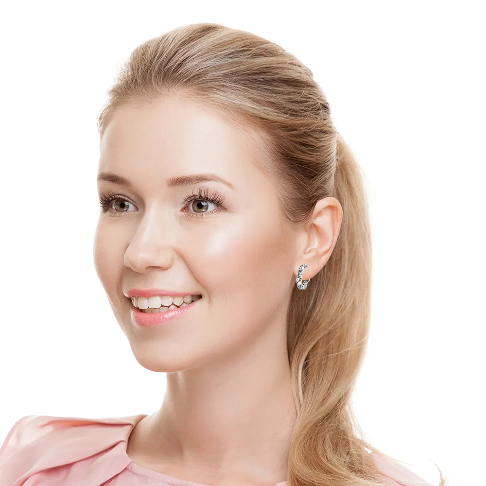 3.0 ctw. Diamond Hoop Earrings With Open Omega Backs