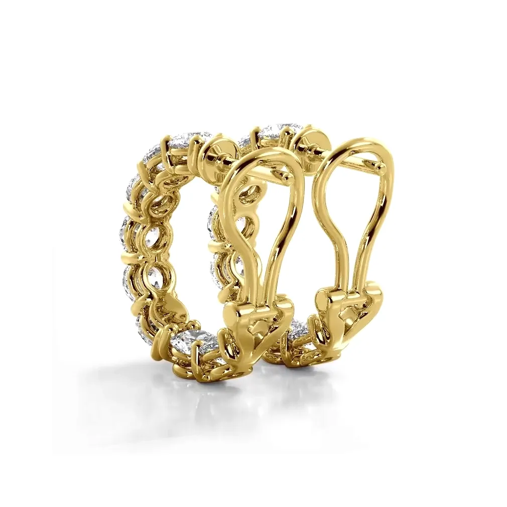 3.0 ctw. Diamond Hoop Earrings With Open Omega Backs
