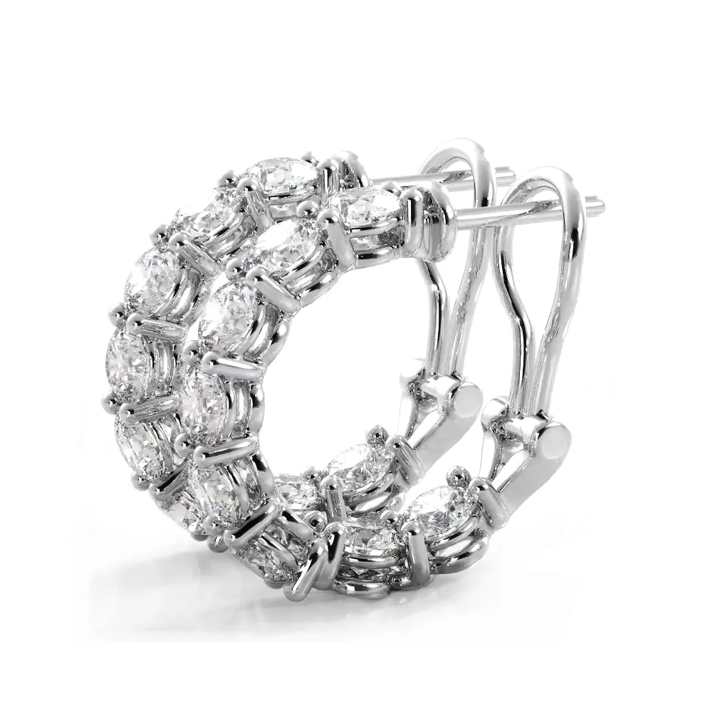 3.0 ctw. Diamond Hoop Earrings With Open Omega Backs