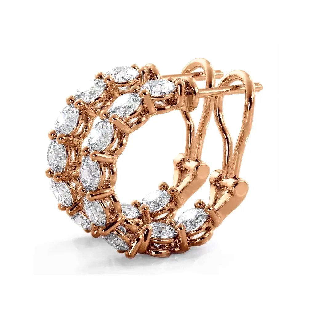 3.0 ctw. Diamond Hoop Earrings With Open Omega Backs