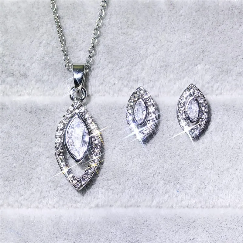 30 Pieces) Unique Eye Shaped Design Necklace and Earrings Set