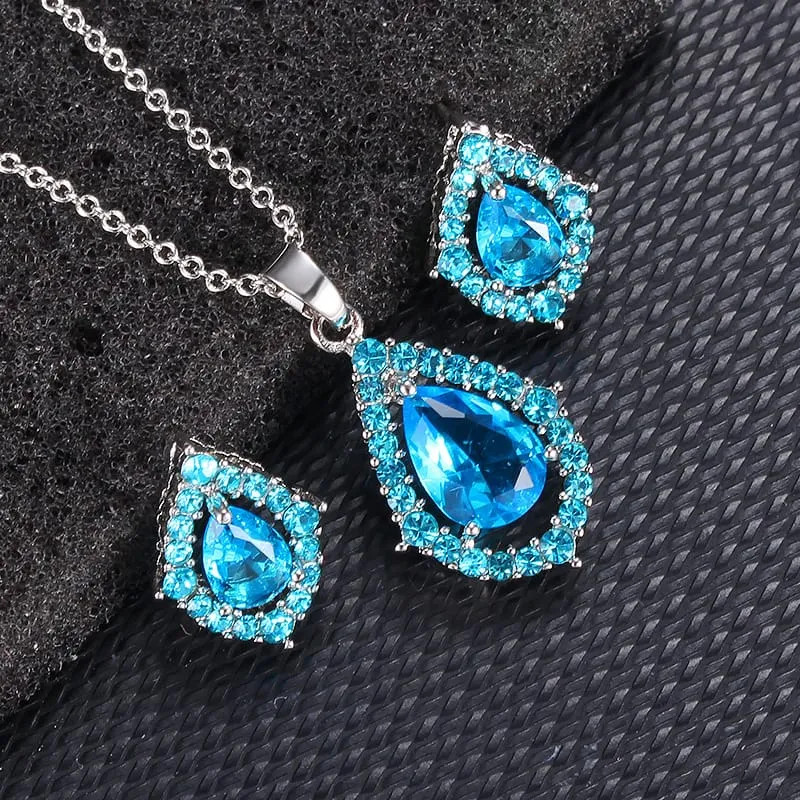 30 Pieces) Water Drop Shaped Decorative Necklace And Earrings Set