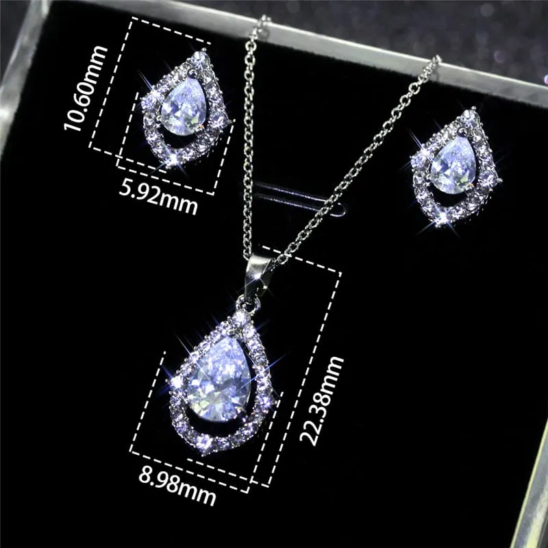 30 Pieces) Water Drop Shaped Decorative Necklace And Earrings Set