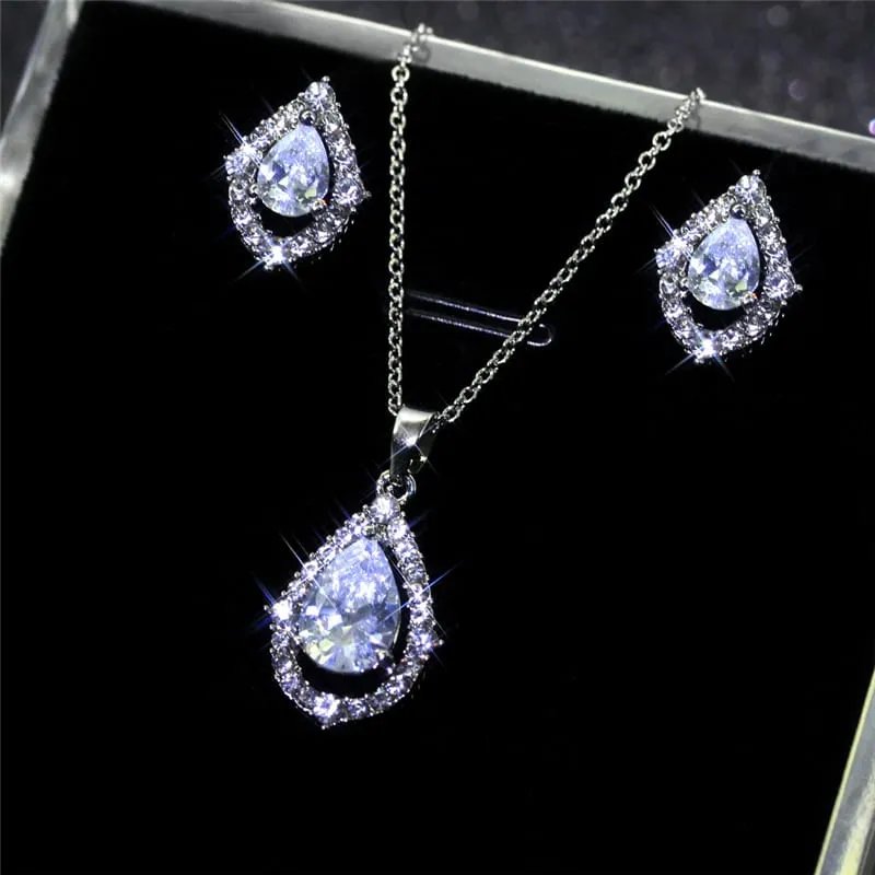 30 Pieces) Water Drop Shaped Decorative Necklace And Earrings Set