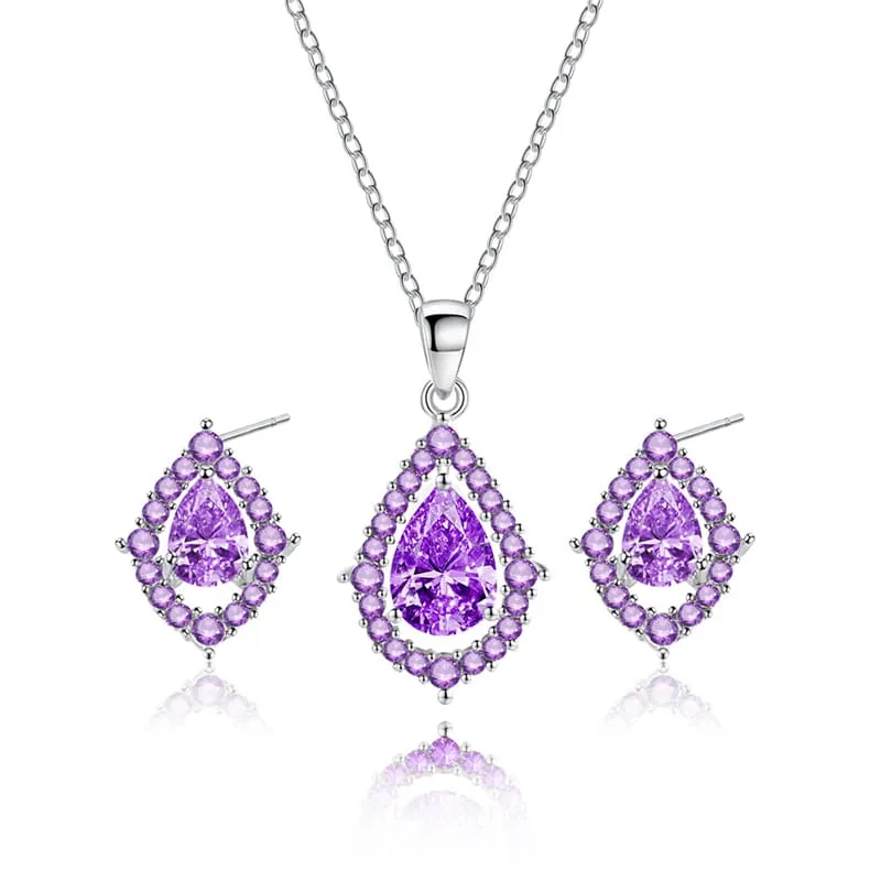 30 Pieces) Water Drop Shaped Decorative Necklace And Earrings Set