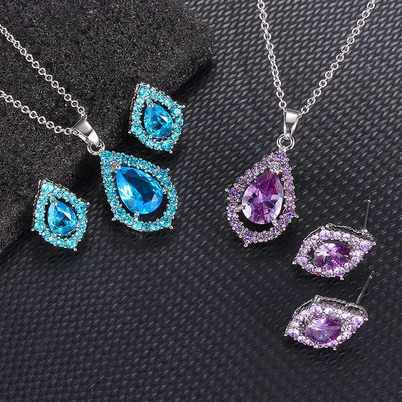 30 Pieces) Water Drop Shaped Decorative Necklace And Earrings Set