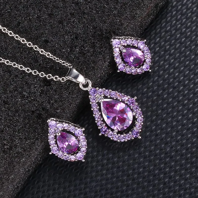 30 Pieces) Water Drop Shaped Decorative Necklace And Earrings Set
