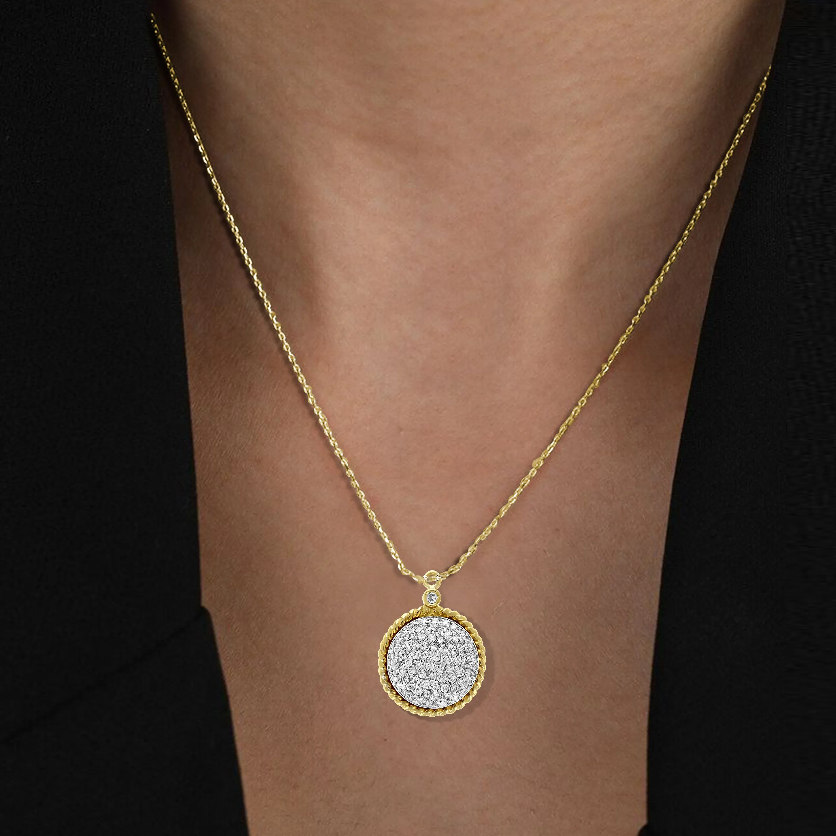 3/5 cttw Diamond Circle Composite Pendant in 14K Yellow Gold