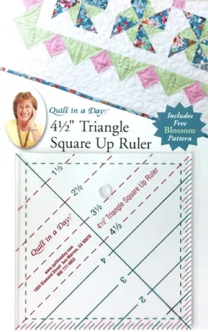 4 1/2" Triangle Square Up Ruler, Quilt in a Day, includes FREE Blossom Pattern