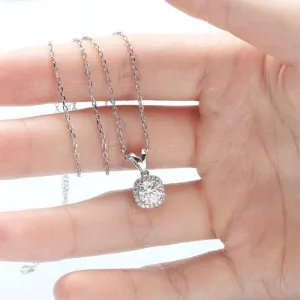 6.5mm Diamond Halo Pedant Necklace
