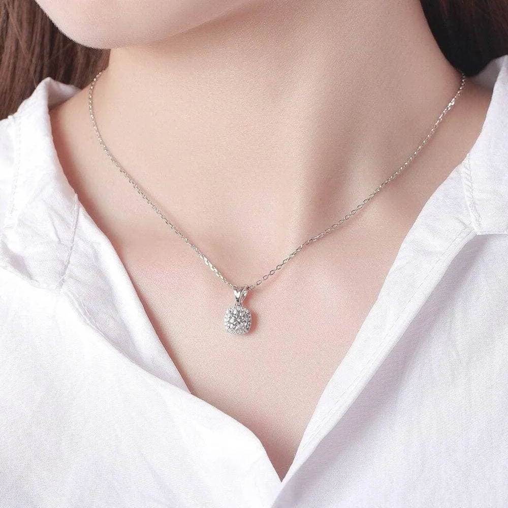 6.5mm Diamond Halo Pedant Necklace