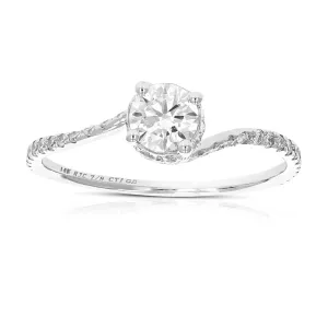 7/8 cttw Classic Lab Grown Diamond Engagement Ring 14K White Gold