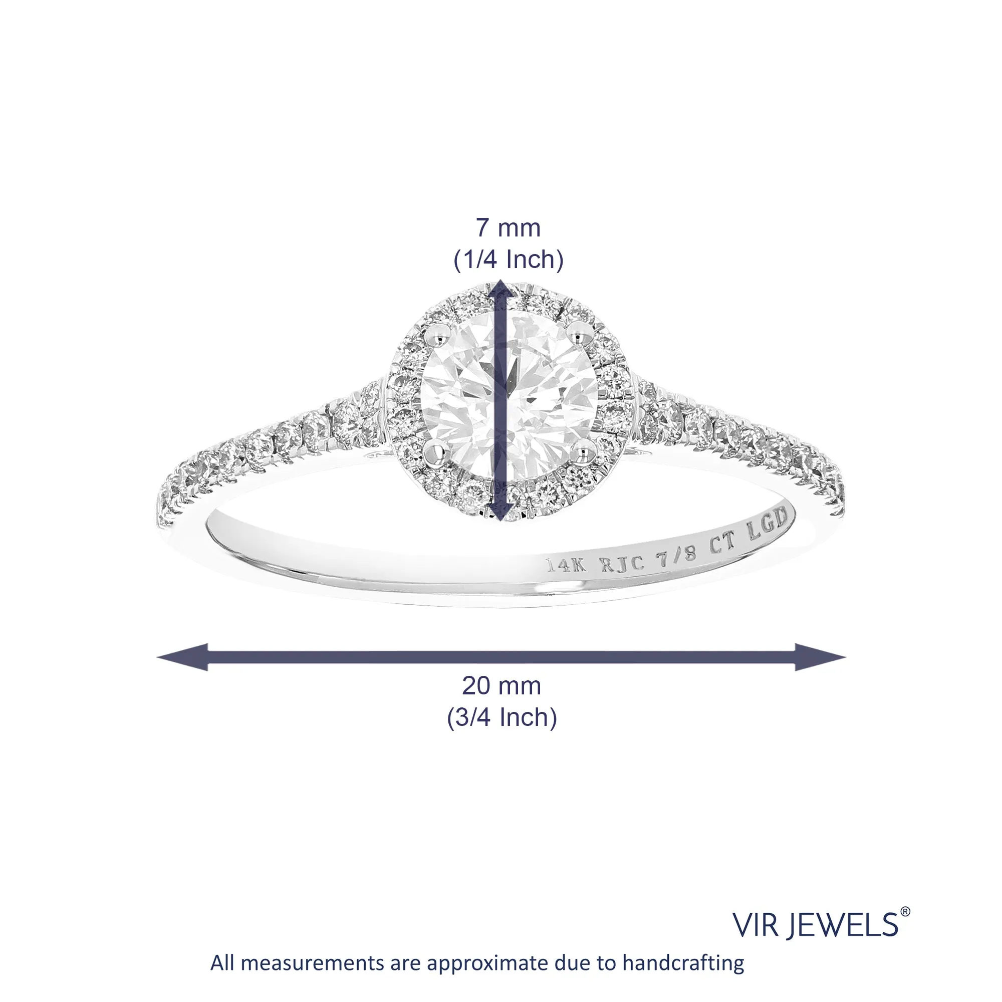 7/8 cttw Lab Grown Diamond Solitaire Wedding Ring 14K White Gold