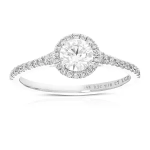 7/8 cttw Lab Grown Diamond Solitaire Wedding Ring 14K White Gold