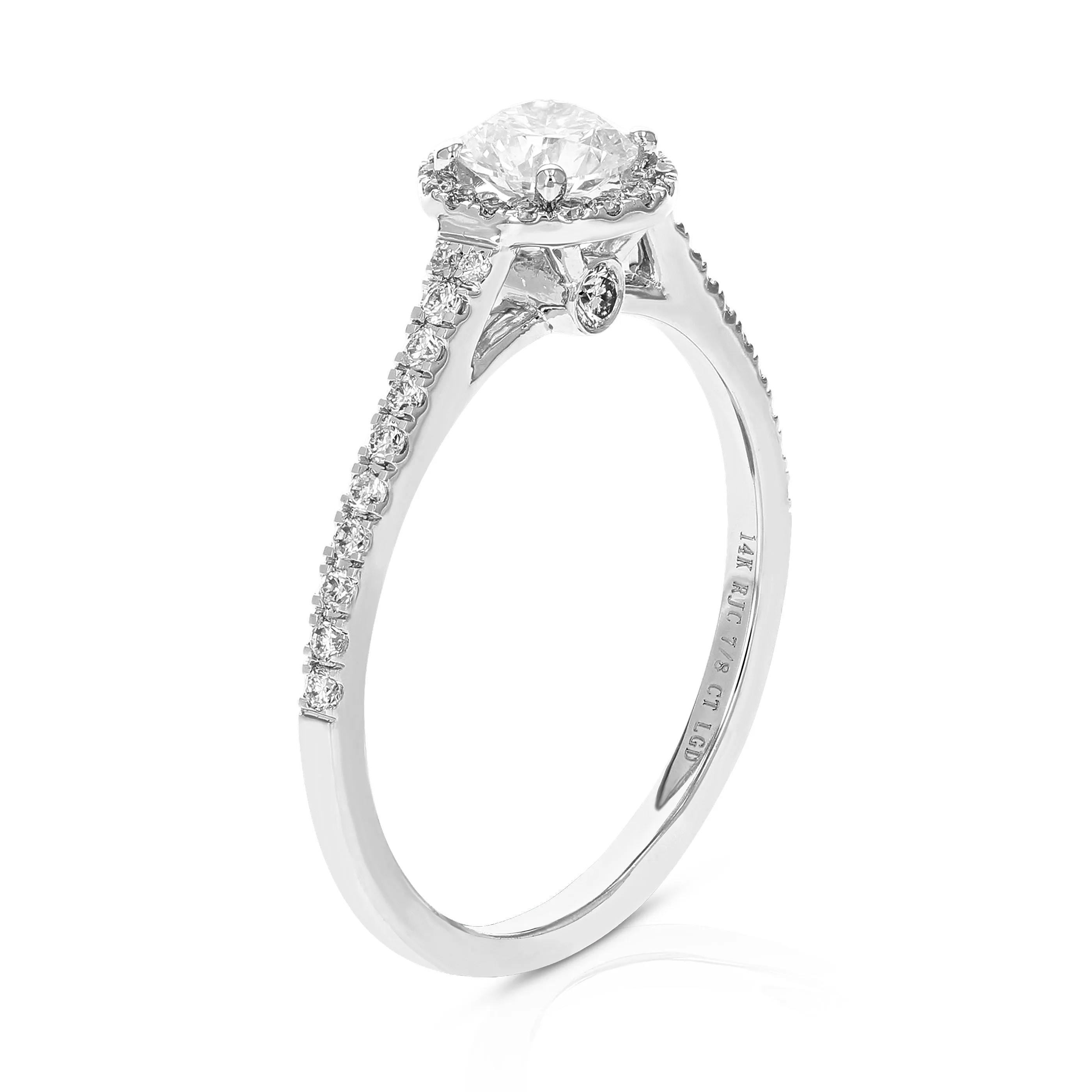 7/8 cttw Lab Grown Diamond Solitaire Wedding Ring 14K White Gold