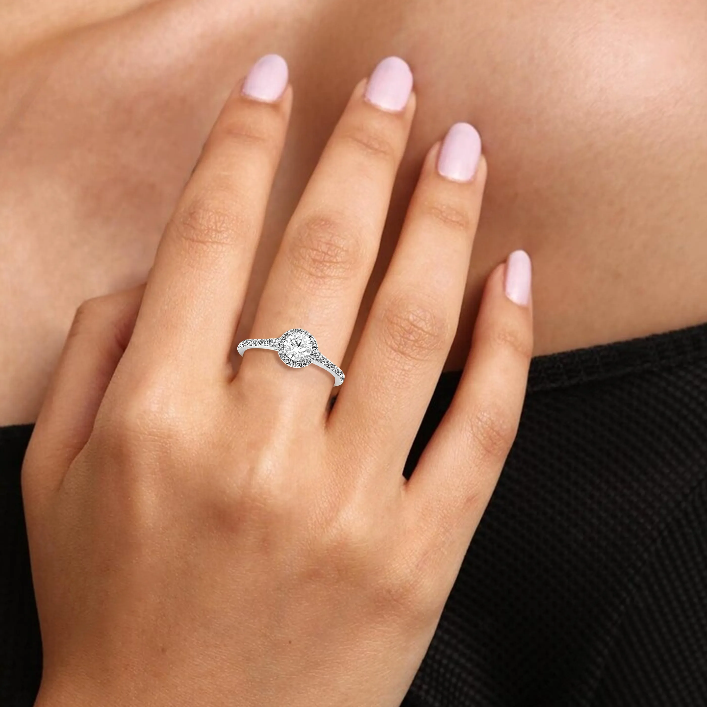 7/8 cttw Lab Grown Diamond Solitaire Wedding Ring 14K White Gold