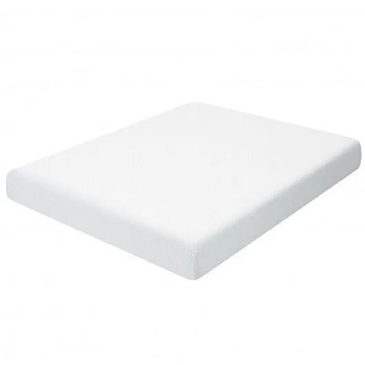8 Inch Foam Medium Firm Mattress with Jacquard Cover-King Size - Color: White -