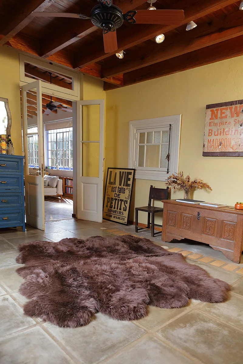 8-Pelt Large Sheepskin Area Rug - Brown Chocolate (6.2´ x  6.6´ )